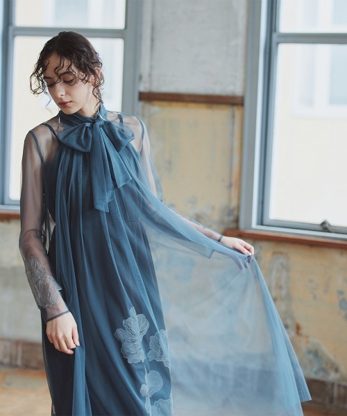 ドレス アシメ刺繍使い2WAYリボンデザインチュールワンピースドレス「Callarus」_22
