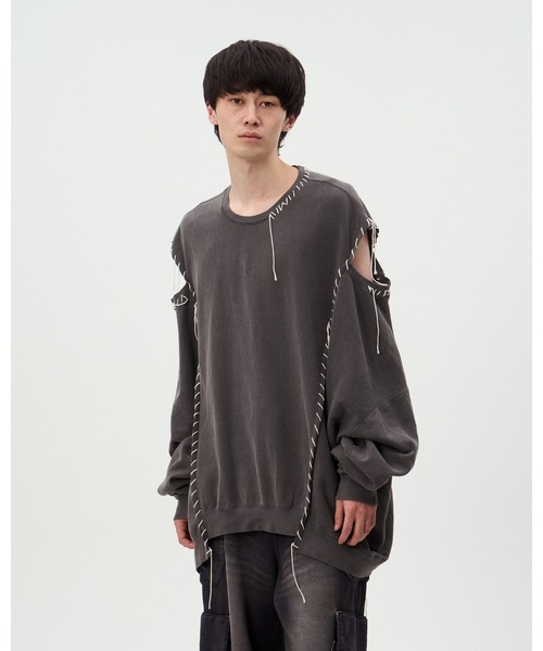 トレーナー スウェット OPEN SHOULDER CUTSEWN メンズ