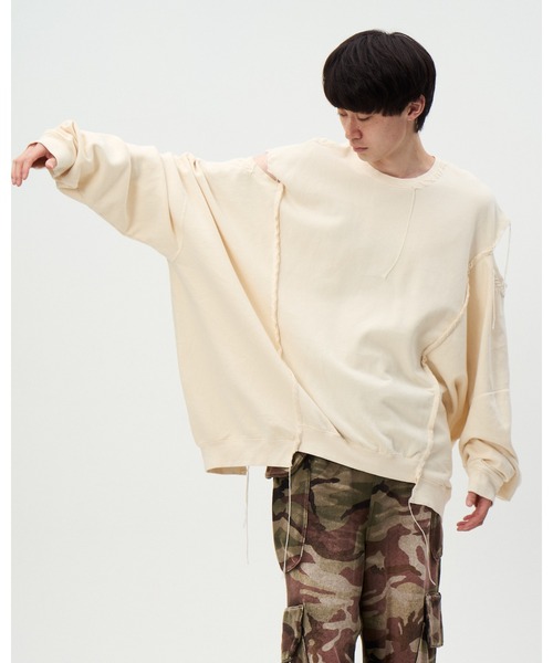 トレーナー スウェット OPEN SHOULDER CUTSEWN メンズ_3