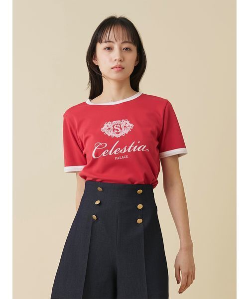 SNIDEL（スナイデル） tシャツ 半袖 「UVカット」エンブレムリンガーT
