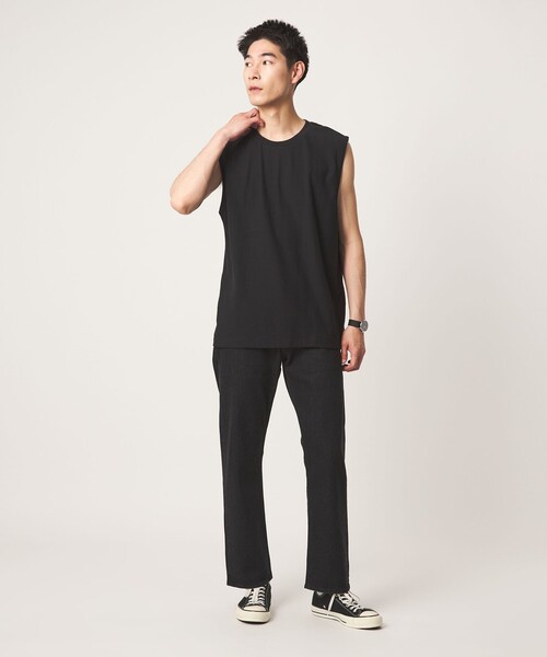 JAZZERCISE ノースリーブTシャツ ブラック green label relaxing（グリーンレーベルリラクシング） tシャツ