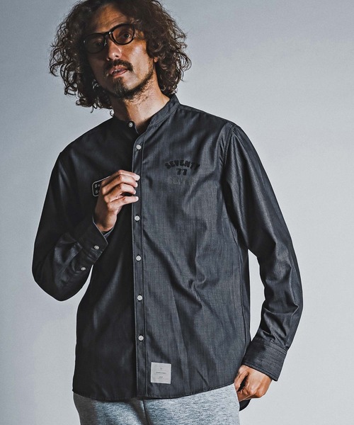 seventy seven シャツ ms6597- denim style band collar L-S shirt