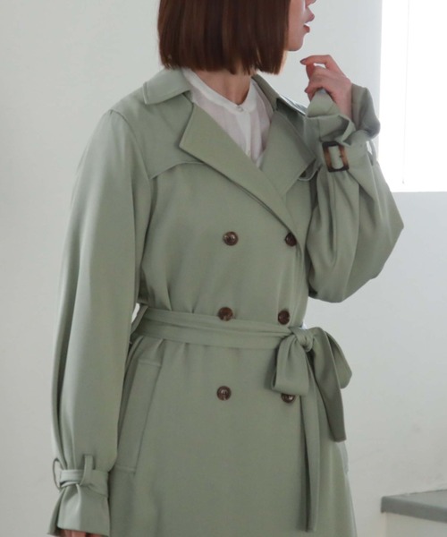 「archives」 トレンチコート MEDIUM ブルーグレー レディース_画像2