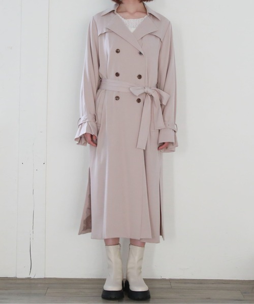 「archives」 トレンチコート MEDIUM ブルーグレー レディース_画像5