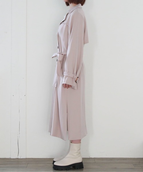 「archives」 トレンチコート MEDIUM ブルーグレー レディース_画像6