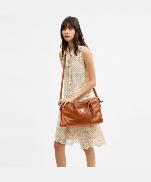 コーチ　ショルダーバッグ　ティリー　トップハンドル　サッチェル　PVC 茶 COACH（コーチ） ショルダーバッグ バッグ ライダー サッチェル バッグ