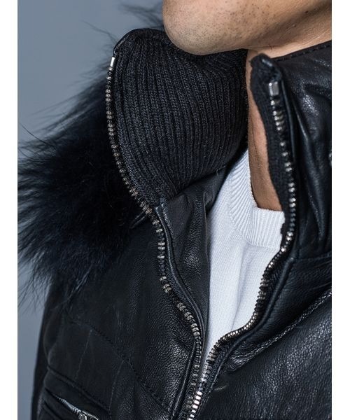 ダウンジャケット ダウン 「REGIEVO」リアルファーレザーダウン  