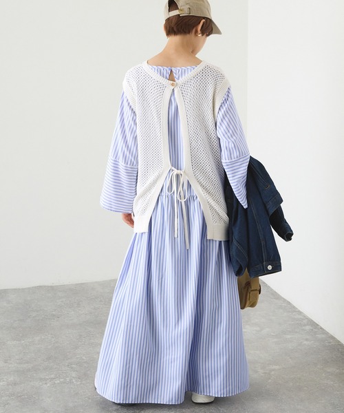 ENFOLD ニットベスト ストライプドレス ENFOLD ニットベスト ストライプドレス