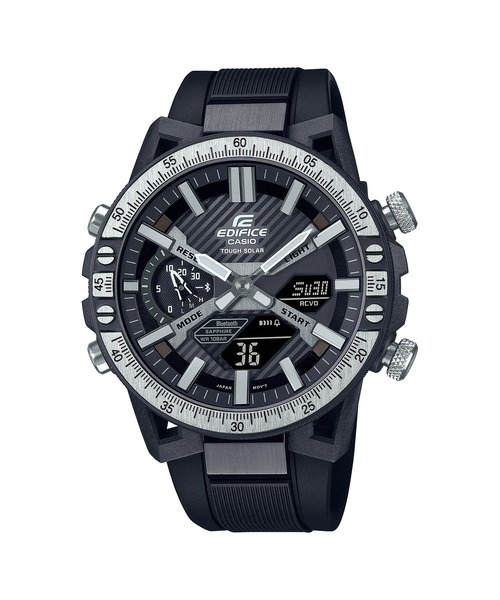 CASIO EDIFICE ブラック ステンレススチール クォーツ腕時計 時計
