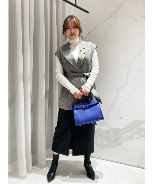 allureville ベスト ノンウールツイードフリンジジレ レディース