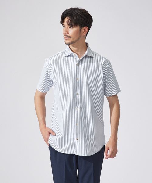 アバハウス（ABAHOUSE）/【FLEX SHIRTS】接触冷感 ペンストライプ　半袖シャツ ABAHOUSE（アバハウス） シャツ 「FLEX SHIRTS」接触冷感 ペン