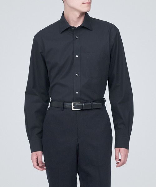 無印良品 シャツ ノンアイロンビジネスセミワイドカラー長袖シャツ