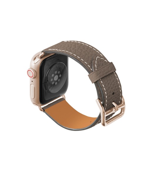 腕時計 シュリンク Apple Watch レザーバンド「38mm/40mm/41mm/42mm， M/Lサイズ」 (アダプター：ゴールド)の画像