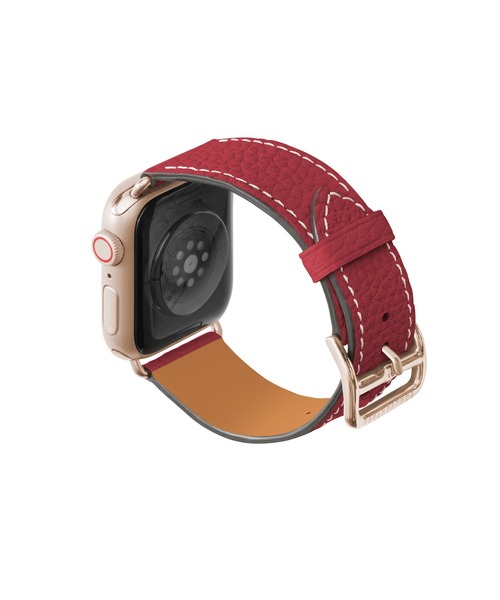 腕時計 シュリンク Apple Watch レザーバンド「38mm/40mm/41mm/42mm， M/Lサイズ」 (アダプター：ゴールド)の画像