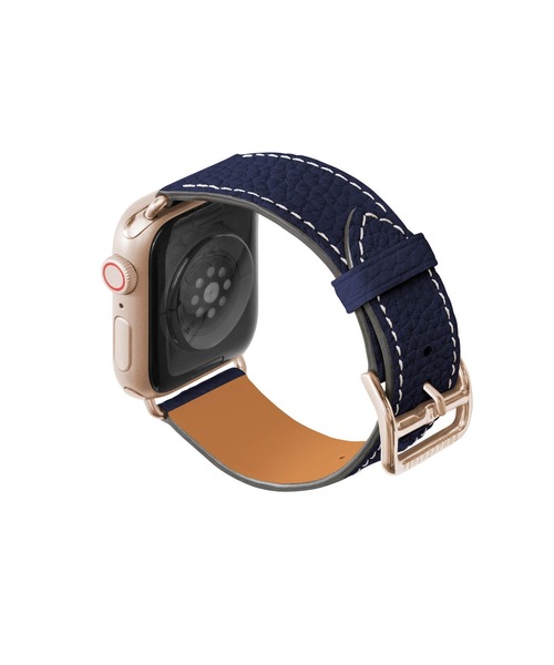 腕時計 シュリンク Apple Watch レザーバンド「38mm/40mm/41mm/42mm， M/Lサイズ」 (アダプター：ゴールド)の画像