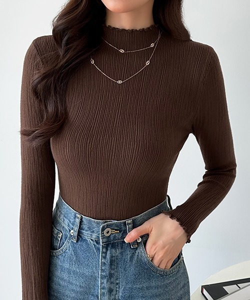 トップス Momomo COCOMOMO tシャツ 新色登場 メロウハイネックカットソー レイヤード