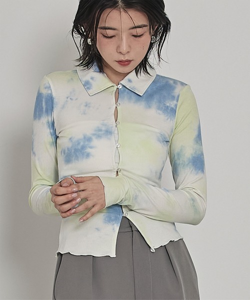 miette（ミエット） tシャツ フロントボタンムラ染めリブトップス