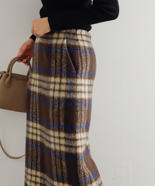 URBAN RESEARCH DOORS スカート シャギーチェックストレートスカート 