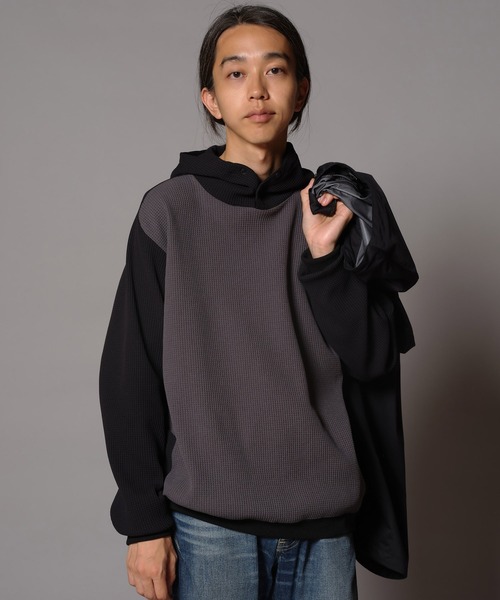 希少✨️ナリフリ　nari/furi ドット　パーカー narifuri（ナリフリ） パーカー マルチワッフルプルオーバーパーカー