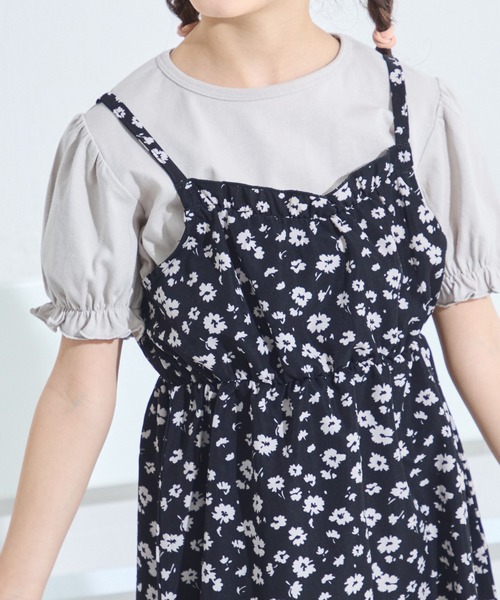 pairmanon ワンピース パフ袖Tシャツ 花柄キャミワンピース 2点セット 