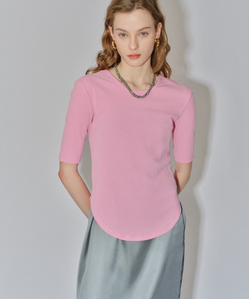 tシャツ Short sleeve 2way U-neck rib top / ショートスリーブ2wayU