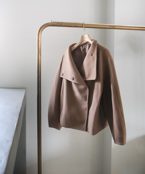 コート アウター ハイネックカーブスリーブアウター レディース