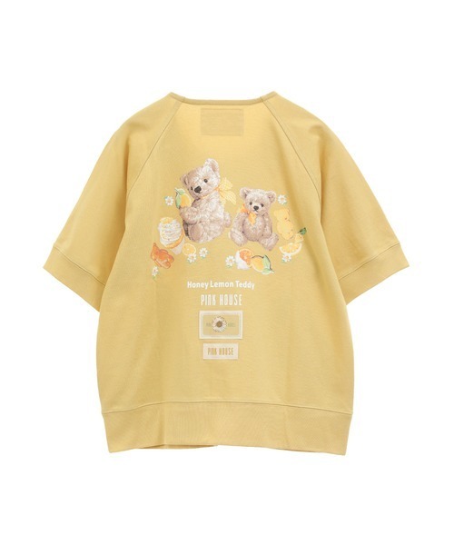 ピンクハウス　カーディガン ハニーレモンテディバックプリントジップアップブルゾン PINK HOUSE カーディガン ハニーレモンテディバックプリント