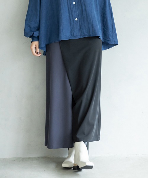 OSMOSIS パンツ バイカラーラップパンツ レディース : ZOZOTOWN
