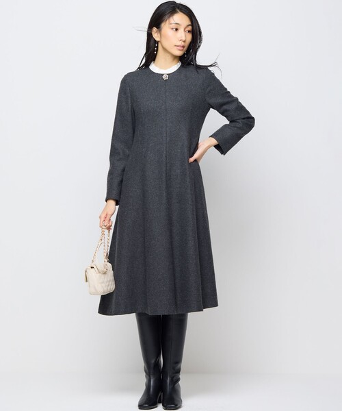 組曲（KUMIKYOKU） ワンピース ラメフラノ フリル襟ワンピース