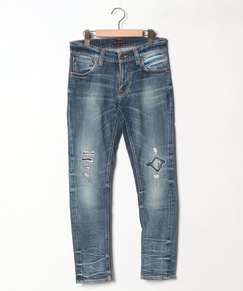 Nudie Jeans」 ダメージ加工デニムパンツ - ブルー メンズ : 86961476 