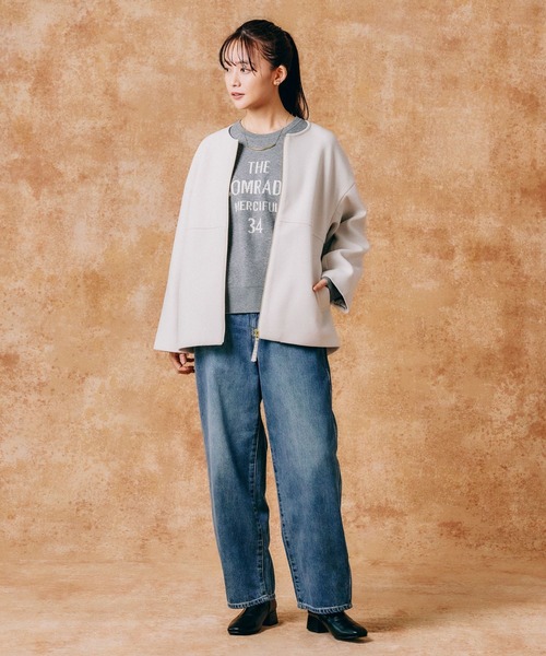 美品✨ケイミー　洗える ストレッチジャカード ノーカラージャケット　近年モデル GLOBAL WORK（グローバルワーク） ジャケット ノーカラージャケット