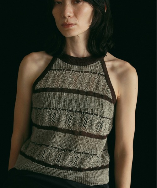 【TRICOTE】BORDER KNIT TANKTOP anuke（アンヌーク） タンクトップ ノースリーブ Border Knit Tanktop
