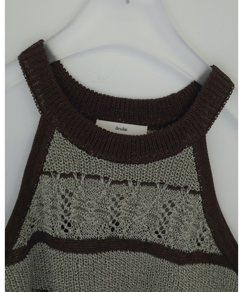 anuke（アンヌーク） タンクトップ ノースリーブ Border Knit Tanktop