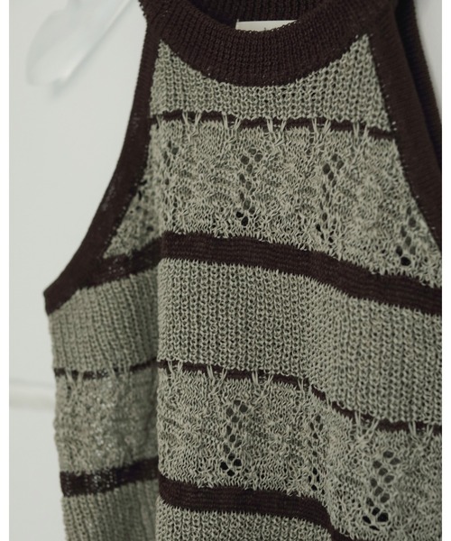 anuke（アンヌーク） タンクトップ ノースリーブ Border Knit Tanktop