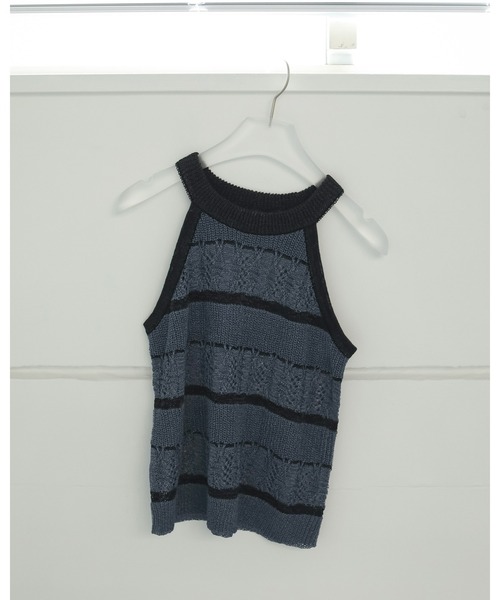 anuke（アンヌーク） タンクトップ ノースリーブ Border Knit Tanktop