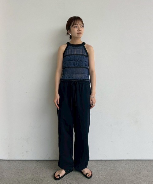 anuke タンクトップ ノースリーブ Border Knit Tanktop