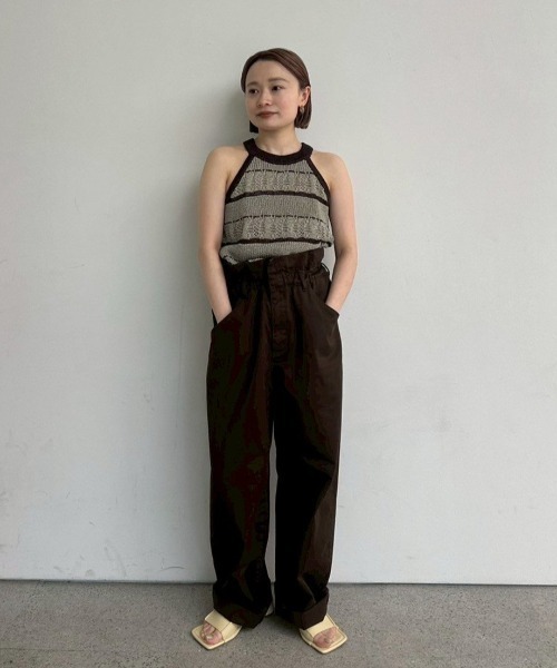 anuke タンクトップ ノースリーブ Border Knit Tanktop