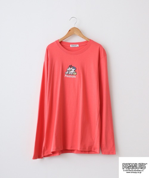 PEANUTS tシャツ PEANUTSワンポイント刺繍長袖Tシャツ メンズ