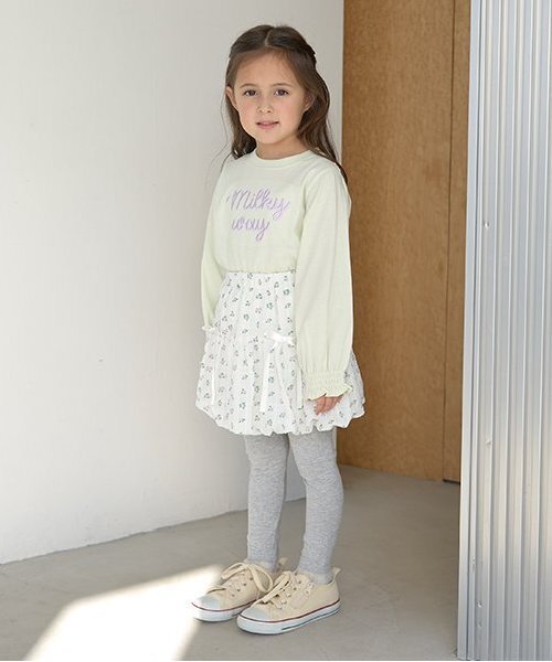 レギンス スパッツ 裾チュールフリル9分丈レギンス「子供服」「キッズ 