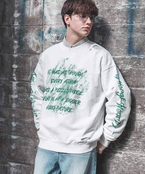 PBLIM トレーナー スウェット 「UNISEX」カスレロゴダメージスウェット