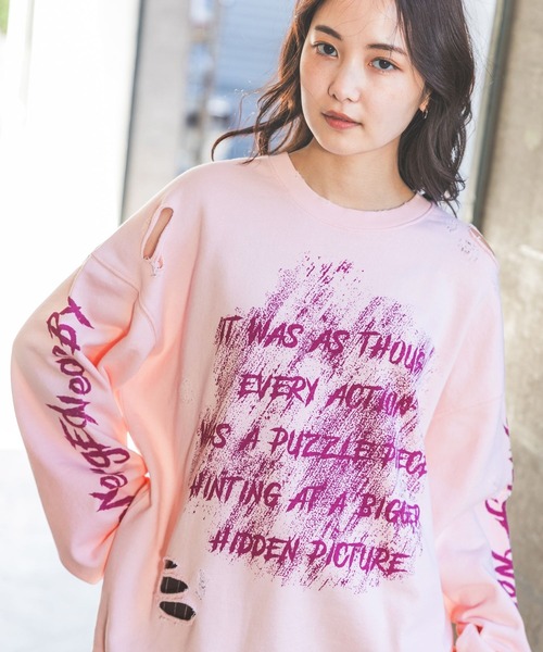 PBLIM トレーナー スウェット 「UNISEX」カスレロゴダメージスウェット