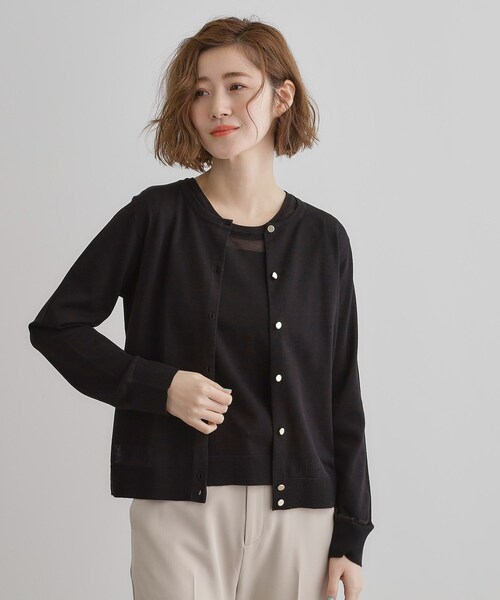 grove アンサンブル 「雑誌掲載」シアー素材使いアンサンブルニット