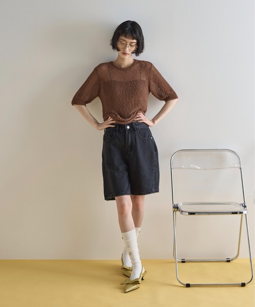 THE Yon ハーフパンツ ワイドパンツ ジーンズ デニム デニムパンツ