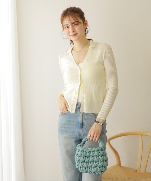 カーディガン Ｖネックシアーリブカーディガン レディース Vネックシアーリブカーディガン | NATURAL BEAUTY BASIC