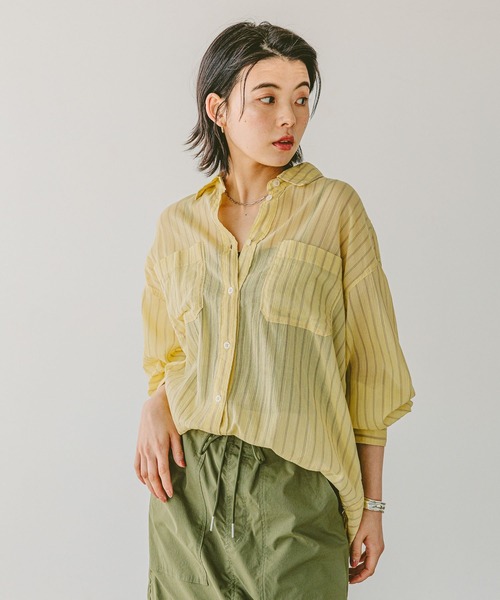 ブラウス シャツ 「夏の羽織りにも」バルーンパフシャツ レディース 夏の羽織りにおすすめ】バルーンパフシャツ | ファッション通販
