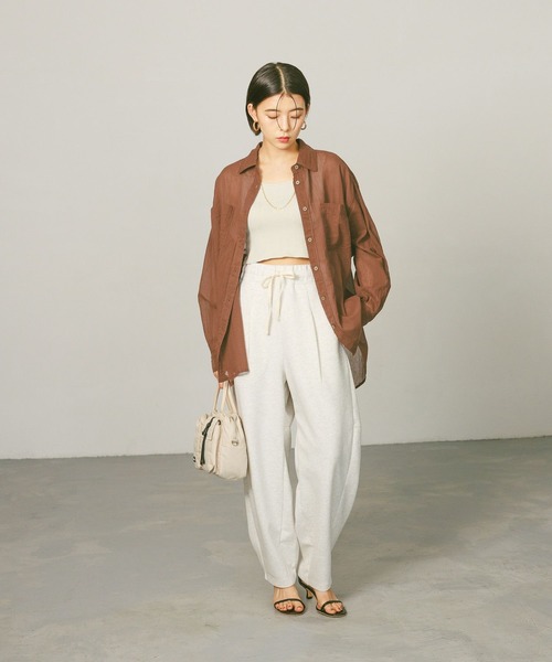 ブラウス シャツ コットンシアークロップドシャツ/シアーシャツ/夏服/羽織り レディース DRESSTERIOR ブラウス シャツ シアークロップドシャツ