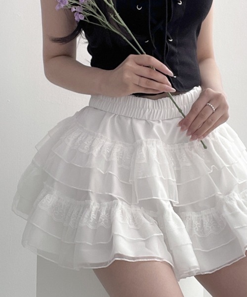 ゴバチャン　フリル付きホワイトスカート ゴバチャン様専用 フリル付きホワイトスカート