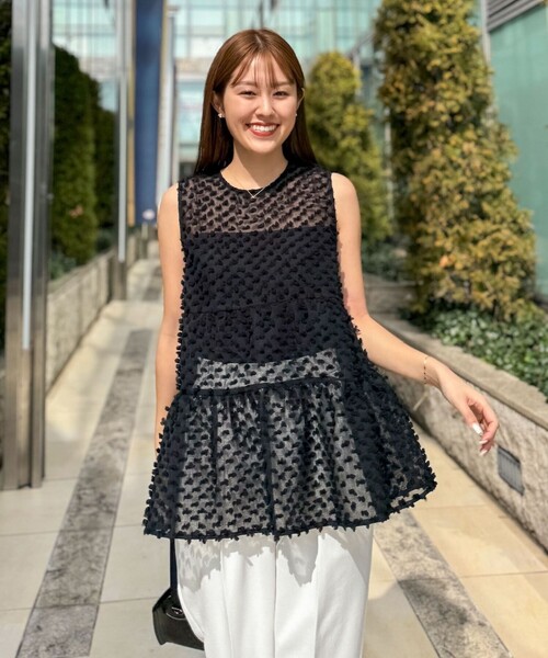 「NOLLEY'S Sophi」 ノースリーブブラウス 38 ブラック レディース NOLLEY'S Sophi ブラウス シャツ 「PR阿部別注」ドットポンポン