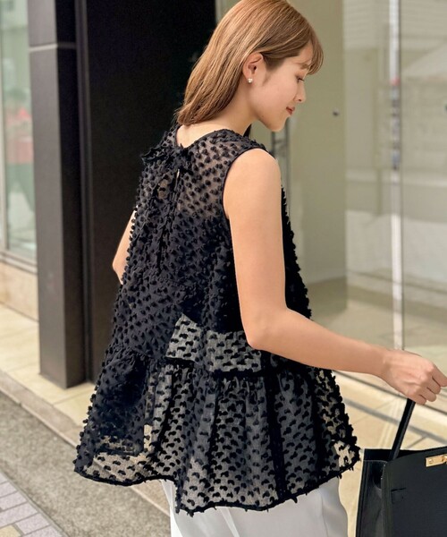「NOLLEY'S Sophi」 ノースリーブブラウス 38 ブラック レディース NOLLEY'S Sophi ブラウス シャツ 「PR阿部別注」ドットポンポン