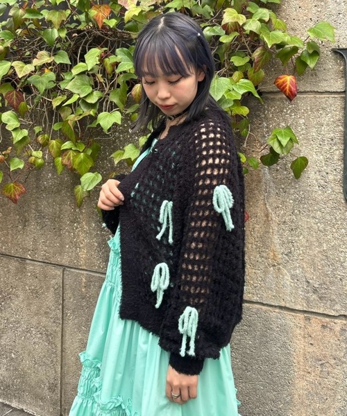 Candy Stripper カーディガン RIBBON MESH KNIT レディース